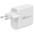 WiWU WI-U024 Ark GaN 65W High Quality Fast Charging USB Type-C x 2 + USB-A QC & PD Multi Port Power - White